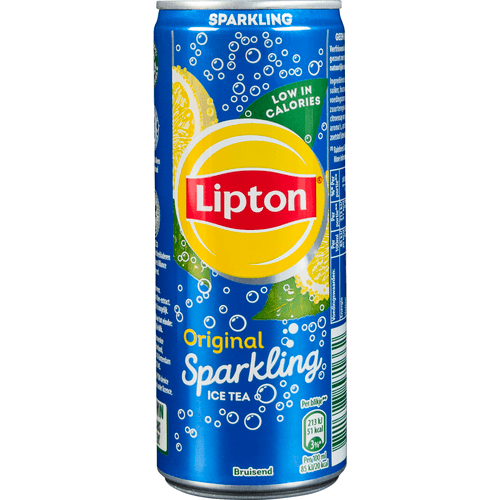 Foto van Lipton Ice tea sparkling 4x25 cl op witte achtergrond