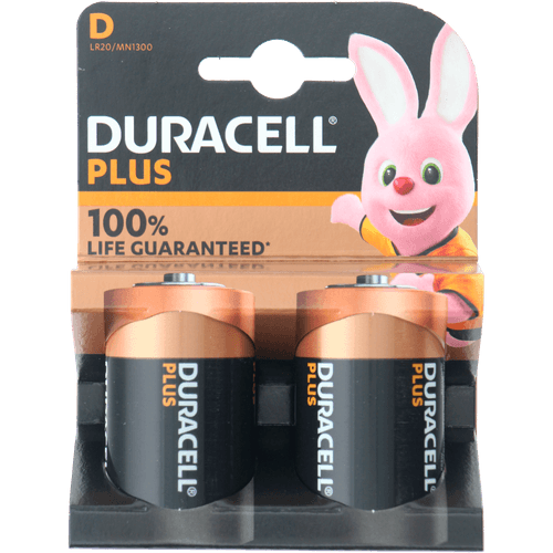 Foto van Duracell Batterij alka plus d2/1 op witte achtergrond