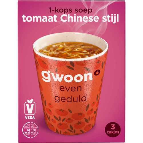 Foto van G'woon Chinese tomatensoep 1-kops op witte achtergrond
