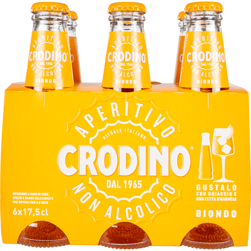 Foto van Crodino Biondo alcoholvrij 6x17.5 cl op witte achtergrond