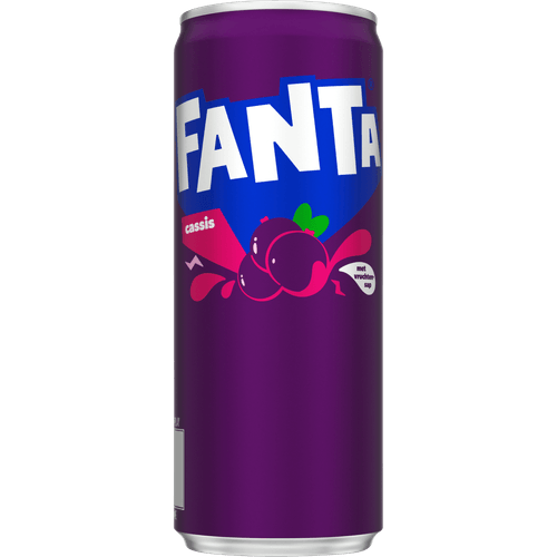 Foto van Fanta Cassis op witte achtergrond