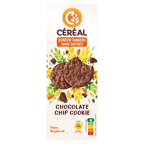 Foto van Céréal Koekjes chocolate chip op witte achtergrond