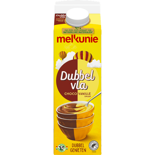 Foto van Melkunie Dubbelvla chocolade vanille op witte achtergrond