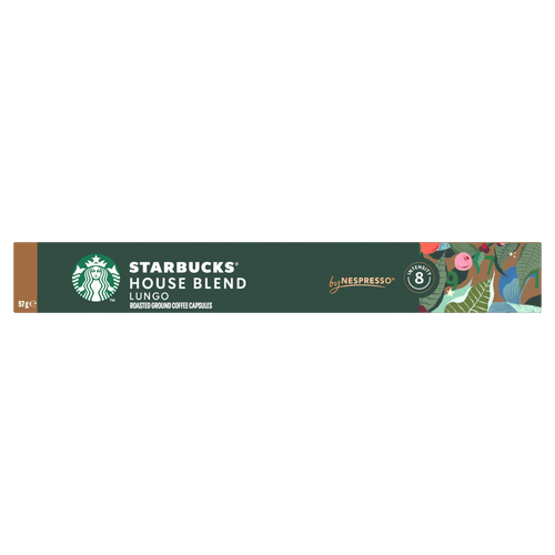Foto van Starbucks Koffiecups house blend lungo medium roast op witte achtergrond