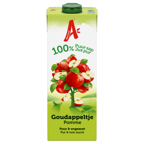 Foto van Appelsientje Appelsap Goudappeltje op witte achtergrond
