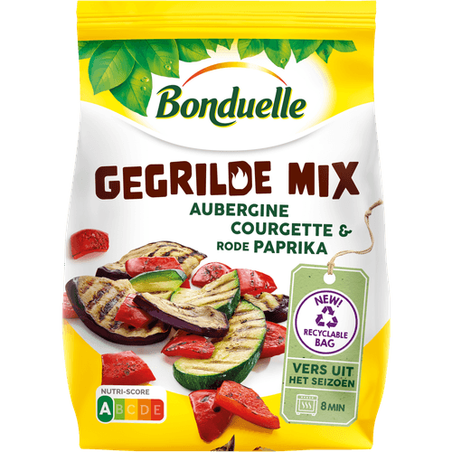 Foto van Bonduelle Gegrilde groenten op witte achtergrond