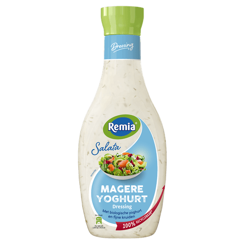 Foto van Remia Dressing salata magere yoghurt op witte achtergrond