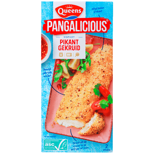 Foto van Queens Pangasiusfilet pikant gekruid op witte achtergrond