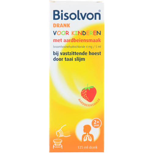 Foto van Bisolvon Kids aardbei op witte achtergrond