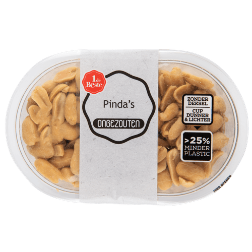 Foto van 1 de Beste Pinda's ongezouten op witte achtergrond