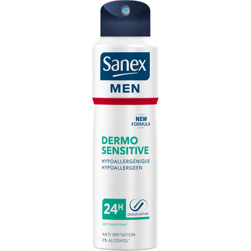 Foto van Sanex Deospray men sensitive op witte achtergrond
