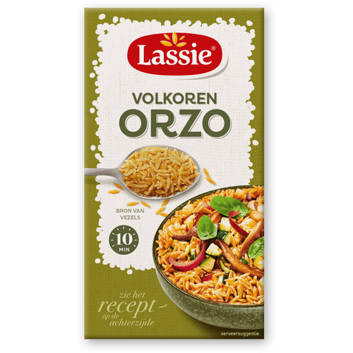 Foto van Lassie Orzo volkoren op witte achtergrond