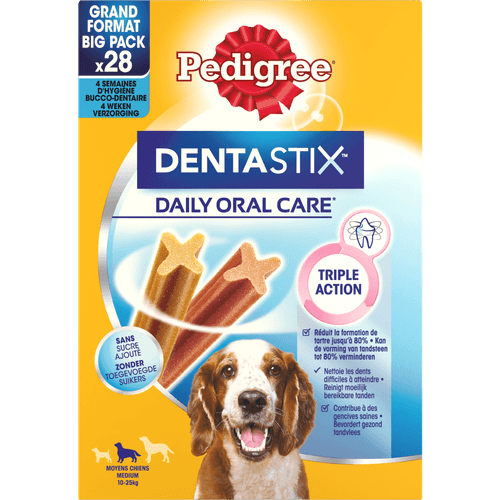 Foto van Pedigree Hondensnacks dentastix medium multipack 28 st. op witte achtergrond