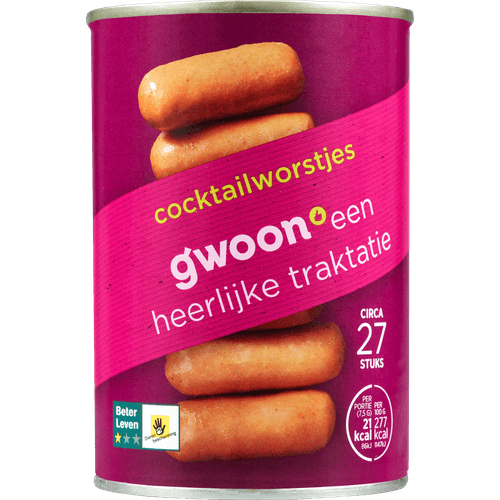 Foto van G'woon Cocktailworst op witte achtergrond