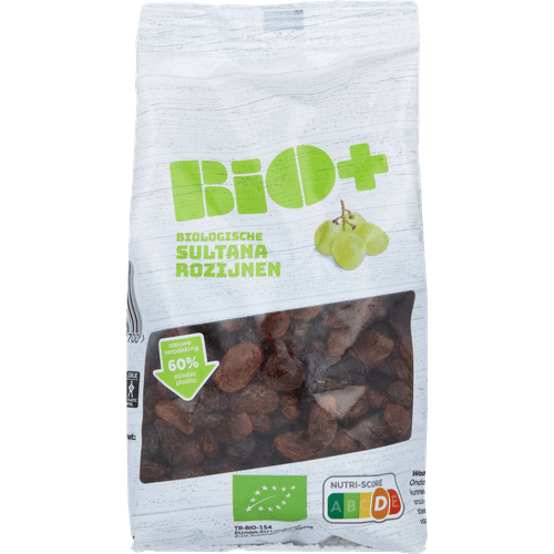 Foto van Bio+ Rozijnen sultana op witte achtergrond
