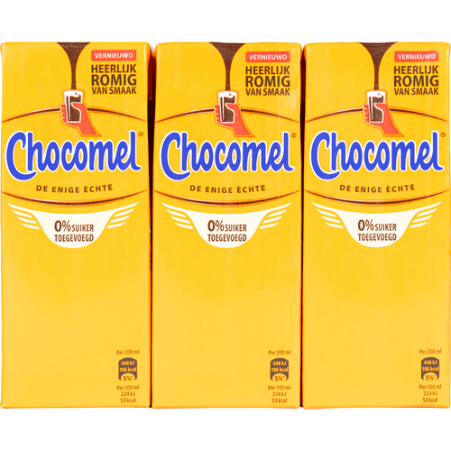 Foto van Chocomel Chocolademelk 0% 6 pack op witte achtergrond