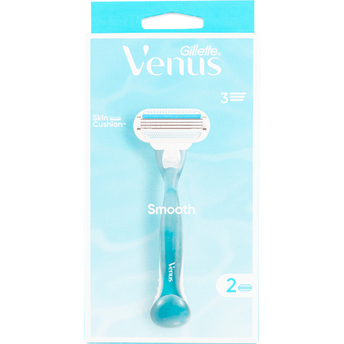 Foto van Gillette Scheerapparaat venus smooth met 2 mesjes op witte achtergrond