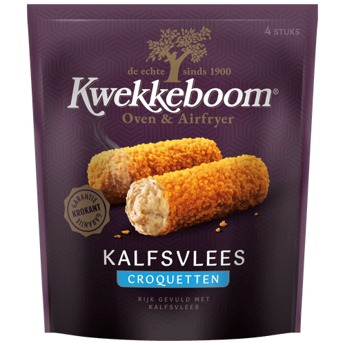 Foto van Kwekkeboom Oven kalfsvlees croquetten 4 stuks op witte achtergrond