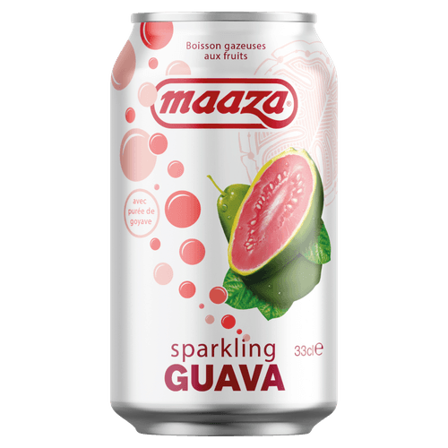 Foto van Maaza Sparkling guava op witte achtergrond