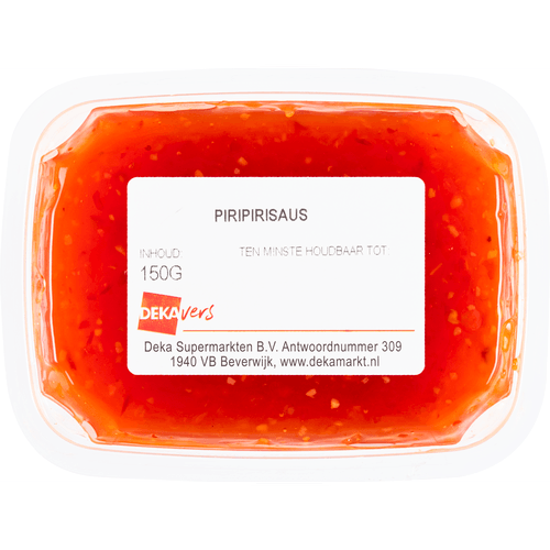Foto van DekaVers Piri piri saus op witte achtergrond