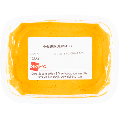 Foto van DekaVers Hamburgersaus op witte achtergrond