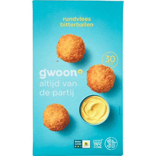 Foto van G'woon Bitterballen rundvlees 30 stuks op witte achtergrond