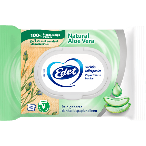 Foto van Edet Vochtig toiletpapier aloe vera op witte achtergrond