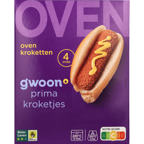 Foto van G'woon Oven kroketten 4 stuks op witte achtergrond