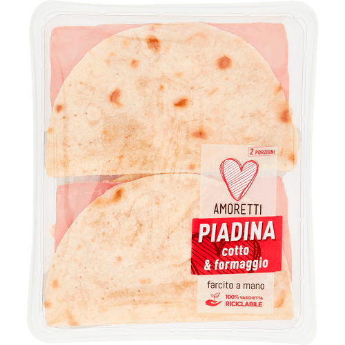 Foto van Amorreti Piadina cotto scarmoza op witte achtergrond