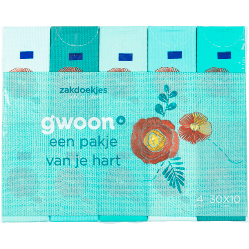 Foto van G'woon Zakdoekjes zacht en sterk 4laags op witte achtergrond
