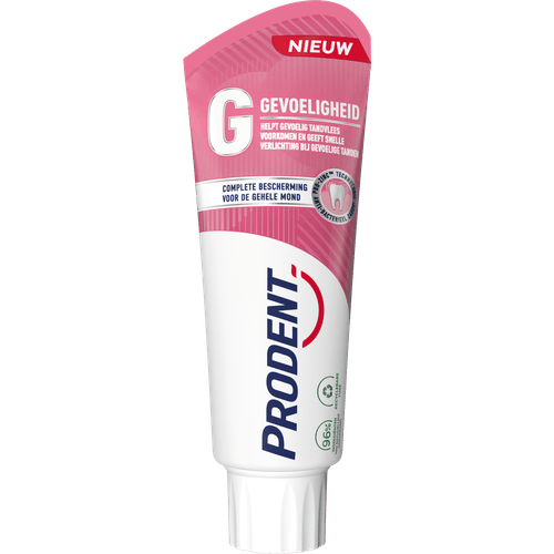Foto van Prodent Tandpasta sensitive teeth & gums op witte achtergrond