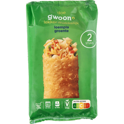 Foto van G'woon Groenteloempia 2 stuks op witte achtergrond
