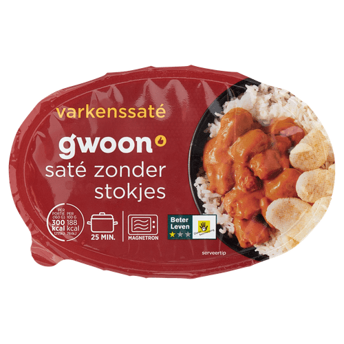 Foto van G'woon Varkenssate zonder stokjes op witte achtergrond