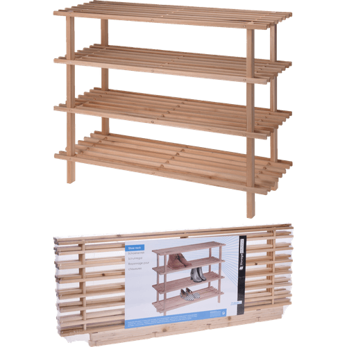 Foto van Houten schoenenrek 4-laags op witte achtergrond