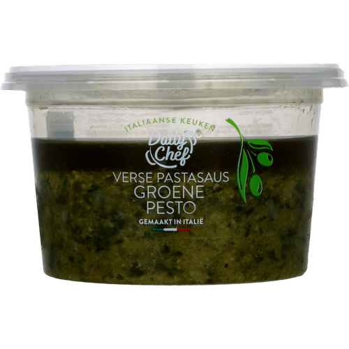 Foto van Daily Chef Verse pastasaus groene pesto op witte achtergrond
