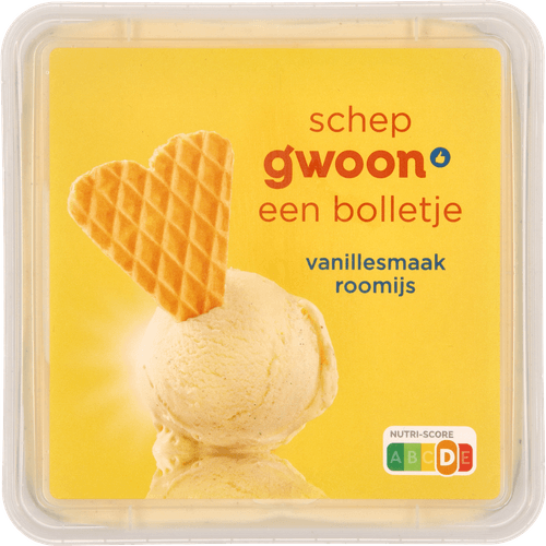 Foto van G'woon Roomijs vanille op witte achtergrond