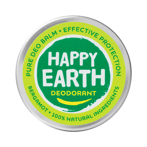 Foto van Happy Earth Deodorant balm bergamot op witte achtergrond