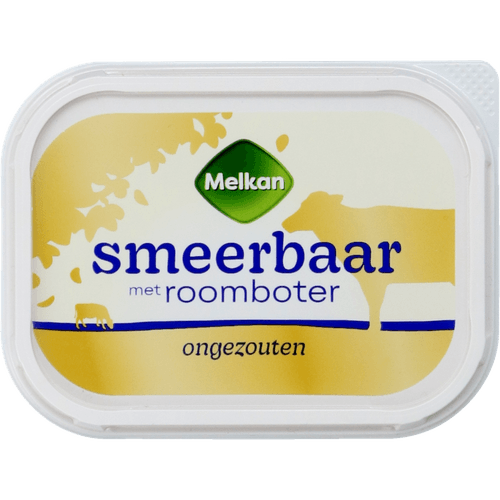 Foto van Melkan Smeerbare roomboter ongezouten op witte achtergrond