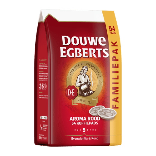 Foto van Douwe Egberts Aroma Rood koffiepads familiepak op witte achtergrond