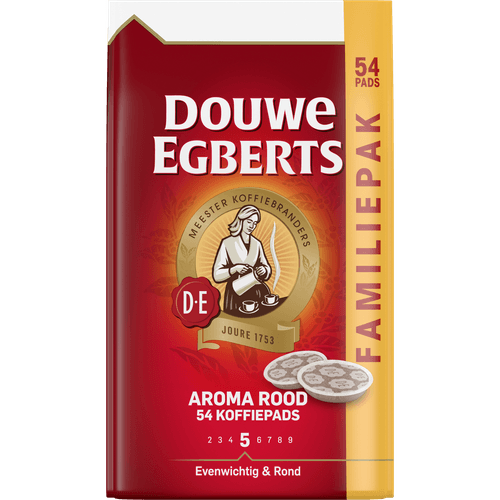 Foto van Douwe Egberts Aroma Rood koffiepads familiepak op witte achtergrond