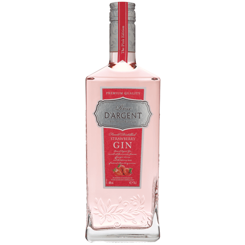 Foto van D'Argent Gin strawberry op witte achtergrond