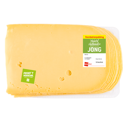 Foto van DekaVers Jonge kaas 48+ gesneden op witte achtergrond