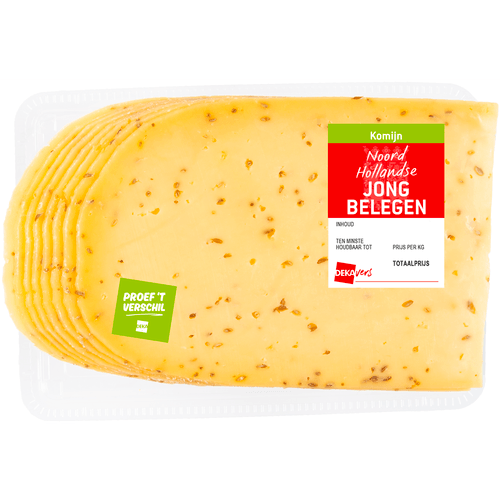 Foto van DekaVers Jong belegen komijn 48+ gesneden op witte achtergrond