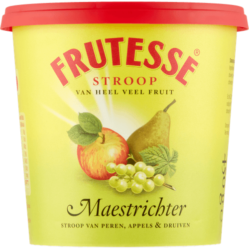 Foto van Frutesse Stroop peer-appel-druif op witte achtergrond