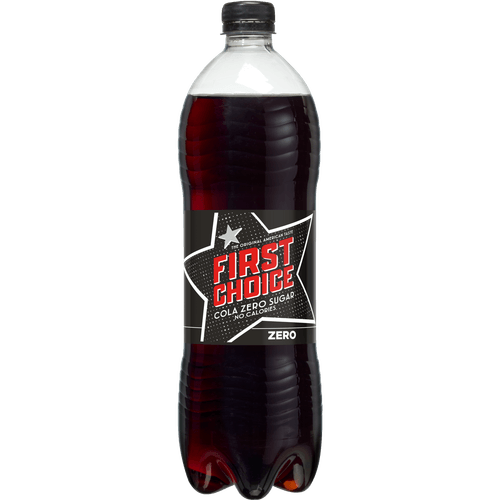 Foto van First Choice Cola Cola zero sugar op witte achtergrond