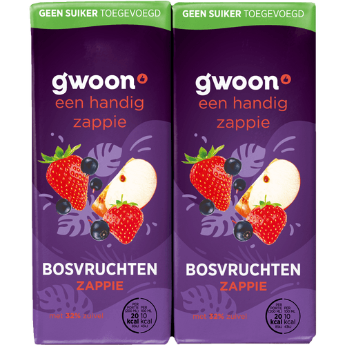 Foto van G'woon Zappie bosvruchten 0% 10x20 cl op witte achtergrond