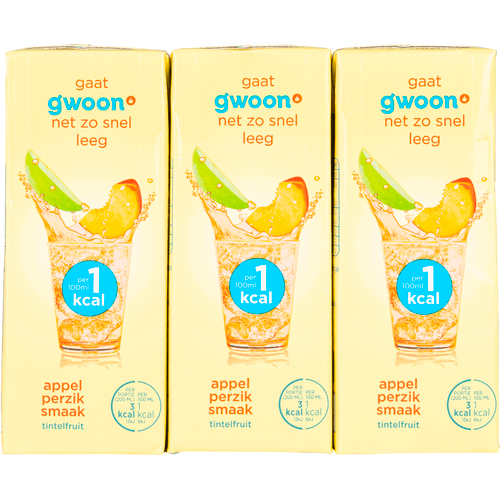 Foto van G'woon Tintelfruit appel perzik 6 stuks op witte achtergrond