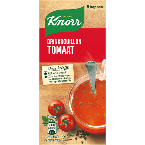 Foto van Knorr Drinkbouillon tomaat 5 stuks op witte achtergrond