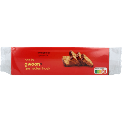 Foto van G'woon Ontbijtkoek naturel gesneden op witte achtergrond