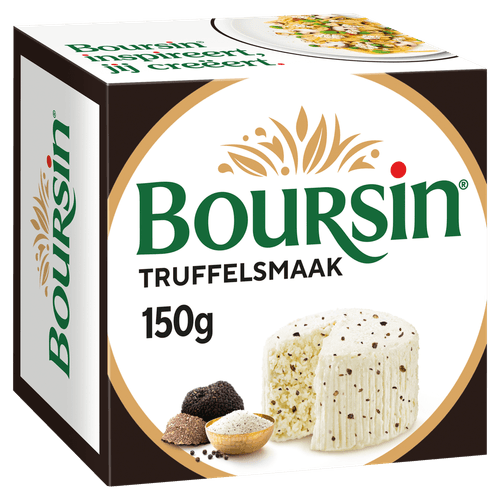 Foto van Boursin Roomkaas met truffelsmaak op witte achtergrond